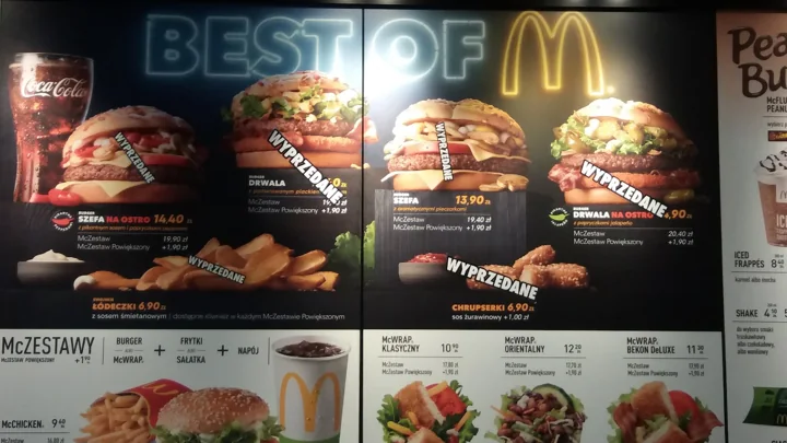 McDonald's Mszczonów: karta dań