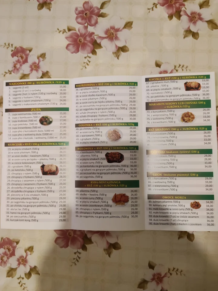 Bar Orientalny Smak: karta dań