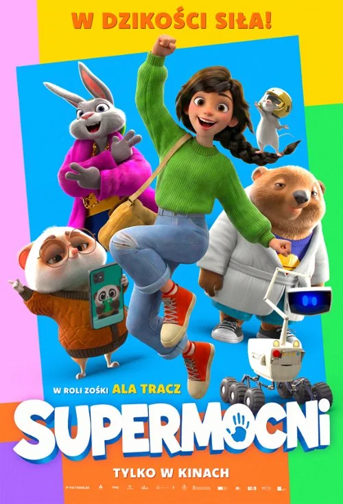 Plakat filmu Supermocni opublikowany w repertuarze kina MOK